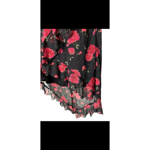 VTG Y2K Rampage Dark Floral Mesh Halter Babydoll Whimsygoth Fairy Slip Dress S - Picture 9 of 13